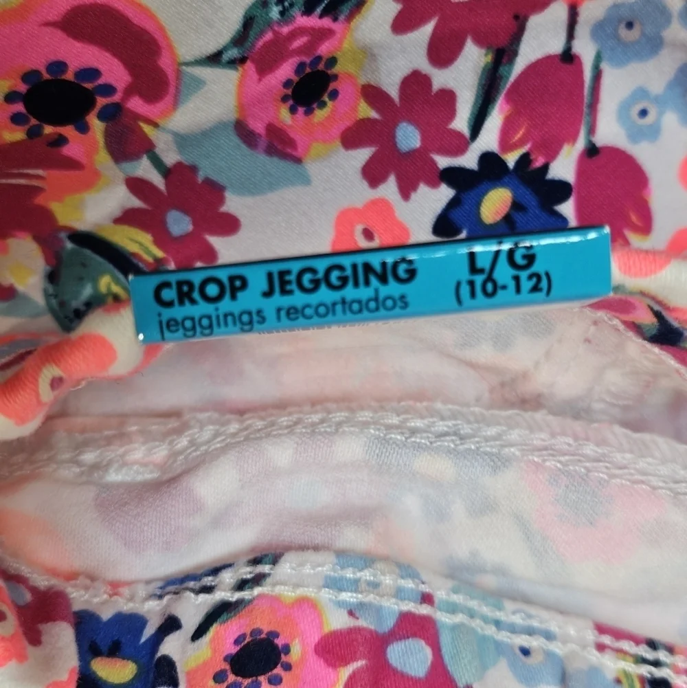 Jordache Crop Floral Jegging Neon 65% Cotton 33% Polyester 2% Spandex Sz L 10/12